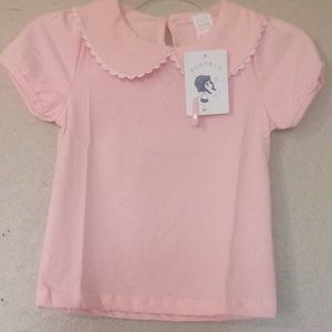 Light pink, scalloped edge collar girls shirt
